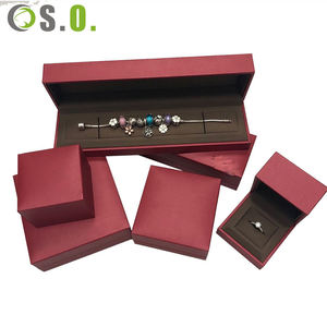 Boîte à bijoux rétro rouge avec logo personnalisé, en similicuir, pour bagues, boucles d'oreilles, bracelets, colliers, emballage de bijoux de mariage - Product Image 2