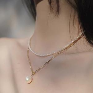 Collar de Perlas Barrocas Edison Súper Versátil Wenchi para Mujer, Cadena Vintage para Clavícula con Accesorio de Barra Arrugada - Product Image 1