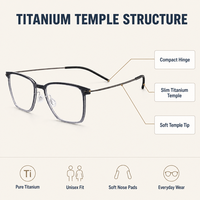 Monture de lunettes en titane hypoallergénique, respectueuse de la peau, lunettes de prescription, lunettes anti-lumière bleue.