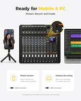 Table de mixage audio 8 canaux XTUGA LUX80 à prix d'usine, console de sonorisation avec écran couleur et affichage des paroles |   Console de mixage DJ avec effets DSP