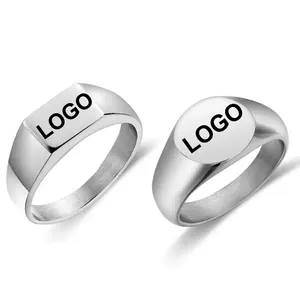 Vendita all'ingrosso anello delle donne di pianura-7mm Sliver Classic Jewelry appannamento Free Blank Plain Stainless Steel Women Mens anelli con sigillo per regalo Fashion Can Logo personalizzato