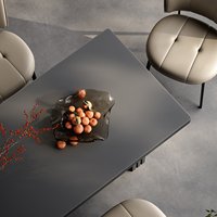 Ensemble de table et de chaises à manger en verre carré italien, design moderne minimaliste pour la maison et l'hôtel