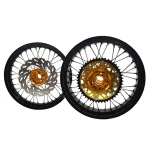 CNC Motorcycle front and rear hub wheels fit Supermoto motocross wheels DRZ400 spoke wheel set