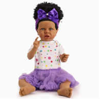 Nouvelle poupée reborn de 22 pouces, noire, couleur chair, avec une peau souple en caoutchouc imitation bébé, lavable, en cadeau