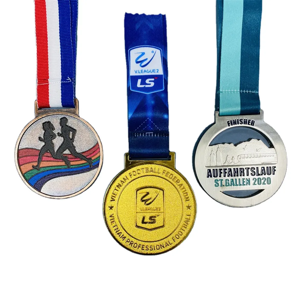 Medalla deportiva fina de recuerdo de medalla de oro de Metal a medida con precio barato personalizado de fábrica con cinta