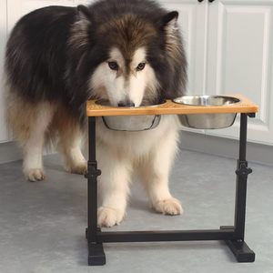 Support universel réglable en bambou pour chat Vente en gros Bols surélevés en bois pour le stockage des aliments pour chiens Table à manger pour animaux de compagnie - Product Image 2