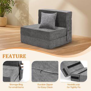 Canapé-lit pliable Chaise-lit convertible avec oreiller en mousse à <span class=keywords><strong>mémoire</strong></span> <span class=keywords><strong>de</strong></span> <span class=keywords><strong>forme</strong></span> haute densité Canapé pliant Canapé <span class=keywords><strong>futon</strong></span> - Product Image 6