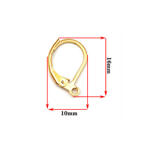 Ganchos de resorte chapados en oro de acero inoxidable de 10 mm x 16 mm para la fabricación de pendientes, accesorios de joyería unisex - Product Image 1