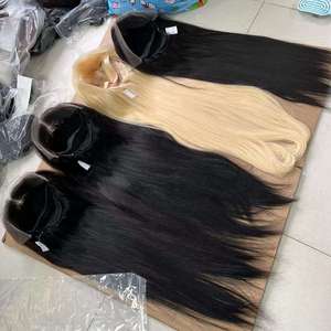Perruque frontale transparente HD |   Humain |   Cheveux brésiliens Remy |   Blonde |   Cheveux bouclés lâches 18-24 pouces |   Bébé pré-épilé |   Sans colle |   Densité 180% - Product Image 5