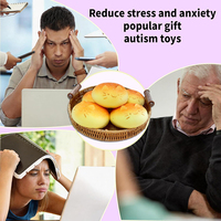 Jouet anti-stress Squishy en forme de chignon rond avec visage de chat mignon, en PU à remontée lente, jouet à presser pour enfants, pour jeu d'imitation de boulangerie, vente en gros