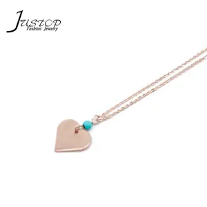 Fashion Rose Gold Plated Jewelry Love Heart Design Necklaces With Turquoise