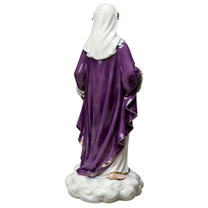 Statue de la <span class=keywords><strong>Vierge</strong></span> <span class=keywords><strong>Marie</strong></span> <span class=keywords><strong>enceinte</strong></span> avec des lys et un manteau violet, sculpture de mère <span class=keywords><strong>enceinte</strong></span> souriante sur une base de nuage, pour les salles de prière - Product Image 3