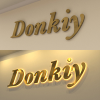 Enseigne Lettre 3D Rétroéclairée en Acier Inoxydable Or Brossé, Illuminée par LED, Personnalisée pour Extérieur