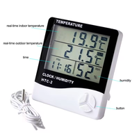 Thermomètre et hygromètre HTC-2 Horloge numérique de température et d'humidité Thermomètre numérique d'intérieur