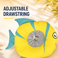 Collier de récupération en peluche douce pour chats et petits chiens, motif poisson tropical de dessin animé mignon, anti-léchage et anti-morsure, avec cordon de serrage réglable