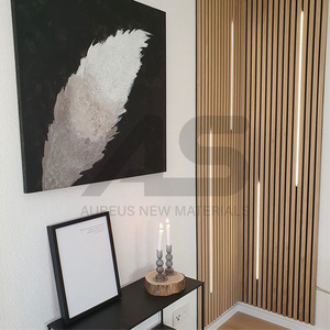 Pannelli Acustici Moderni per Hotel, Verdi, in Fibra di Poliestere, con Striscia LED Integrata, Effetto <span class=keywords><strong>Legno</strong></span> 3D, Fonoassorbenti, per Interni - Product Image 2