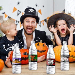 6 autocollants étanches pour bouteilles d'eau d'Halloween, étiquettes en forme de citrouille, autocollants décoratifs pour bouteilles - Product Image 4