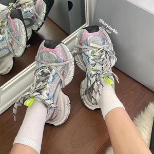 Baskets Chunky de Luxe Designer High Track Balen3XL en Cuir Véritable avec Semelle Extérieure, Nouveaux Styles Homme Femme, Chaussures Décontractées Lumineuses à Lacets - Product Image 5