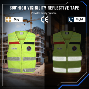 Gilet di Sicurezza Alta Visibilità 100% Poliestere a Rete 360 °   Nastro Riflettente Modificabile con Velcro Laterale OEM Vendita all'Ingrosso - Product Image 4