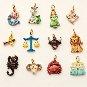 Abalorios de esmalte de los 12 signos del zodíaco Kawaii, colgantes de dibujos animados, cuentas pintadas a mano para la creación de joyas - Product Image 3