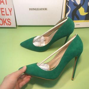 Nuevos Zapatos de Tacón Alto de Moda de Lujo para Mujer, Talla Grande 44 45, Color Verde Gamuza, con Punta Puntiaguda y Tacón de Aguja, 2025 - Product Image 6