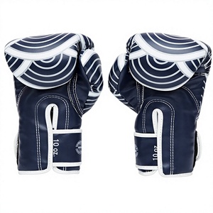 ถุงมือชกมวย Fairtex แบบปรับแต่งได้ สีน้ำเงินกรมท่า ลายคลื่นสีขาว หนังแท้ ปิดด้วยแถบตีนตุ๊กแก ระบายอากาศได้ดี อุปกรณ์ฝึกซ้อมสำหรับผู้ใหญ่ - Product Image 3