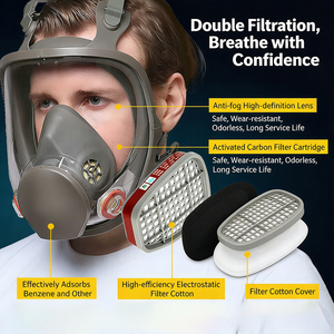 <span class=keywords><strong>หน้ากาก</strong></span>ป้องกันแก๊สพิษแบบเต็มหน้า ป้องกันฝ้า พร้อมตลับกรองคู่ ใช้งานได้ยาวนาน - Product Image 2