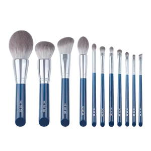 Custom makeup brushes Synthetic hair Aluminum tube Wood handle 11Pcs Sky Blue Series Makeup brush set Small batch custom