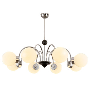 Classique français rétro crème vent salon argent suspension multi-tête blanc laiteux boule de verre chambre hôtel E27 lustre - Product Image 6