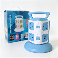 Stopkontak Menara 7 Lubang Tipe UK dengan 2 Port USB, Proteksi Beban Berlebih, Kabel Tembaga Murni 0.75mm², Stopkontak Ekstensi Menara Multi Lapis