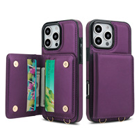 Dompet Tas Selempang Wanita dengan Slot Kartu, Desain Tali Bahu Kulit PU Magnetik untuk iPhone 18 17 16 15