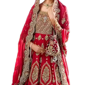 2024 nouveau éblouissant lourd Zari broderie mariée parole longueur robe embelli cristal perles de verre Dabka travail indien pakistanais - Product Image 1