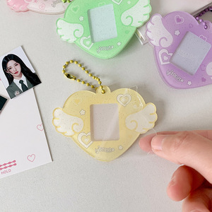 Llavero al por mayor con diseño de alas de ángel, colgante hueco para fotos, llavero con corazón para estudiantes, soporte para fotos de 1 pulgada - Product Image 1