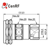 Performances électriques excellentes 0-7,5 GHz 50 Ohm Connecteurs et adaptateurs DIN DIN-mâle Coaxial RF pour câble d'alimentation à faible perte de 1/2 pouce
