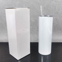 Nouveauté Gobelet de voyage isolé et droit de 20oz, tasses blanches en acier inoxydable, coffret cadeau pour sublimation