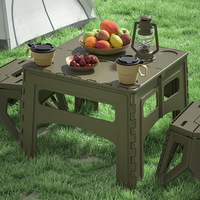 Table et tabourets pliants d'extérieur, ensemble portable de camping en plastique au design moderne et minimaliste, idéal pour les stands de vente, origine Chine
