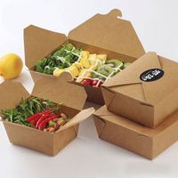 Boîte d'emballage à emporter en papier kraft jetable, boîte à lunch, boîte à poulet frit, boîte à pâtes, boîte à en-cas