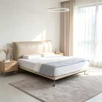 Lit en fer rembourré en cuir noir moderne et confortable avec rangement, taille King/Queen, cadre en bois de pin, chambre à coucher V562 WINMAX, 1 an