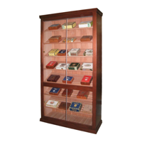 Kuangxing Großer Zigarrenschrank mit Doppelglas-Schiebetüren, LED-Beleuchtung und Holz-Display für Luxus-Zigarren