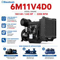 Motor Diésel Turboalimentado Original Baudouin 6M11V4D0 de 180 kW, 245 HP, 6 Cilindros, para Bomba de Agua Industrial, con Variador de Velocidad