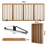 Barrière de sécurité pliable moderne en bois massif pour chiens, avec 2 pieds de support, fermeture à bouton, écologique, taille personnalisable, pour escaliers et enclos pour animaux