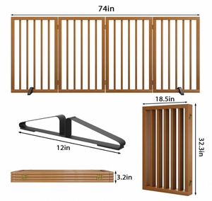 Moderne, opvouwbare, veilige hondenpoort van massief hout met 2 steunpoten, drukknop sluiting, milieuvriendelijk, maatwerk mogelijk, geschikt voor trappen en hondenrennen. - Product Image 6