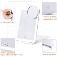 Offre spéciale miroir de maquillage LED miroir de maquillage pliable de bureau rechargeable par USB tactile