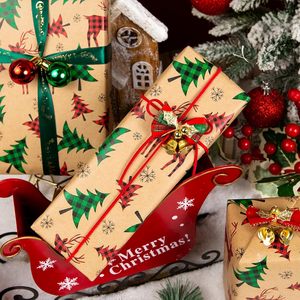 Kraft Christmas <b>Wrapping</b> <b>Paper</b> Roll 17 In X 33 Ft Plaid Deer Pattern Recyclable Brown Thick Packaging <b>Paper</b> - Product Image 6