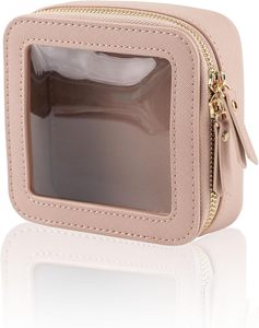 Borsa Cosmetica <span class=keywords><strong>Trasparente</strong></span> in PVC e Pelle PU di Grande Capacità, Portatile con Cerniera, Impermeabile - Product Image 1