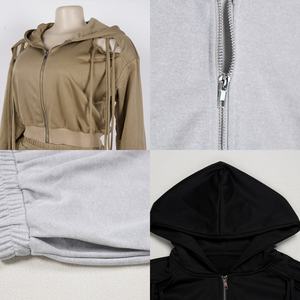 OuYaan Distressed Fringe Sweat et Pantalon Ensemble Streetwear Survêtement À Capuche <span class=keywords><strong>Femme</strong></span> Deux Pièces Ensemble <span class=keywords><strong>Femme</strong></span> Ensemble 2025 - Product Image 3