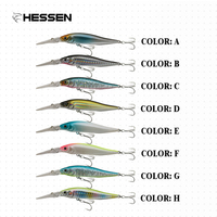 Leurre de pêche Hessen 75mm 8g, Minnow Wobbler à longue queue, Jerkbait flottant à plongée profonde, Swimbait, Leurre dur artificiel pour Brochet et Bar.