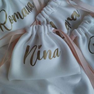 Personalized White Velvet Dust Packaging Pouch Luxury Velvet Gift Jewelry Pouch Custom Velvet Bag With Logo Printing - Product Image 2