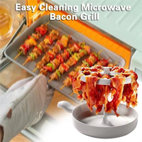 Grille élévatrice détachable Barbecue de style pliable avec tranches de viande Support de plaque Four à micro-ondes Support de barbecue Bacon