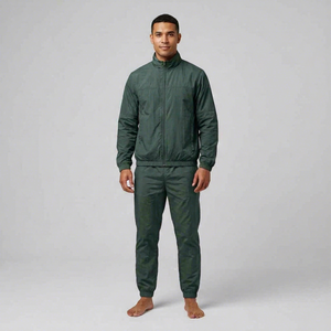 Ensemble de survêtement léger en nylon avec veste coupe-vent à fermeture éclair 100 % nylon et pantalon en nylon, personnalisé en usine - Product Image 1
